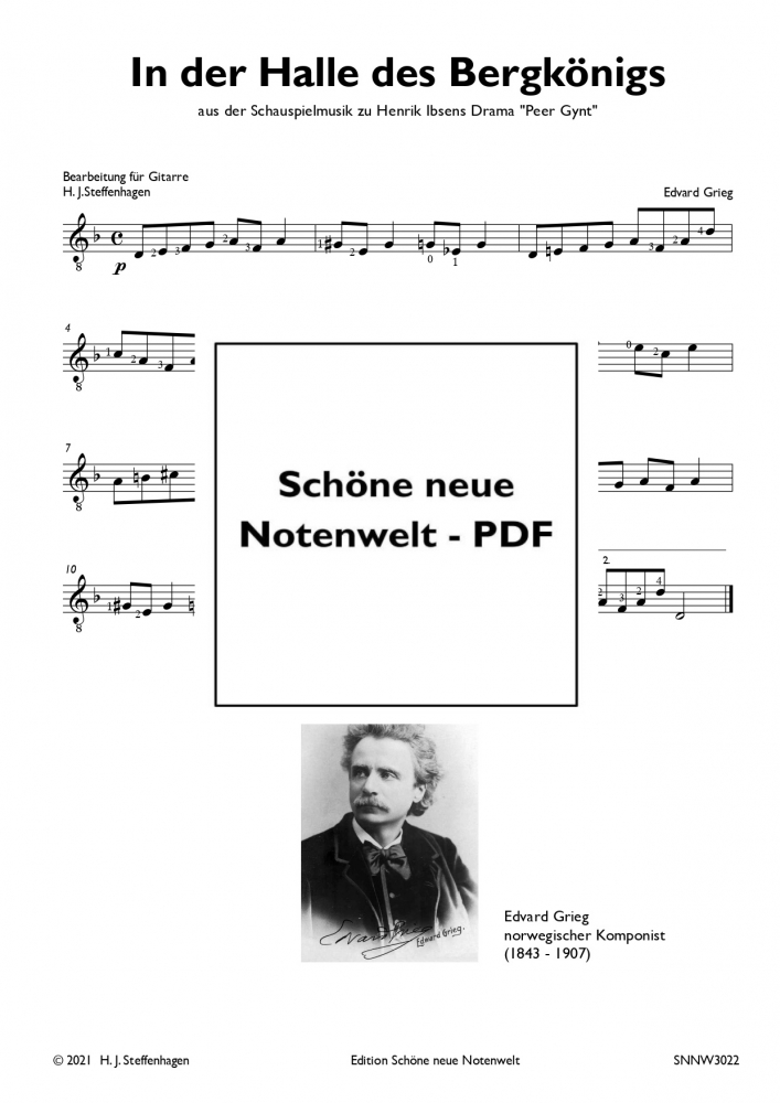 Bild 1 von Edvard Grieg - In der Halle des Bergkönigs  (Easy Guitar) - pdf