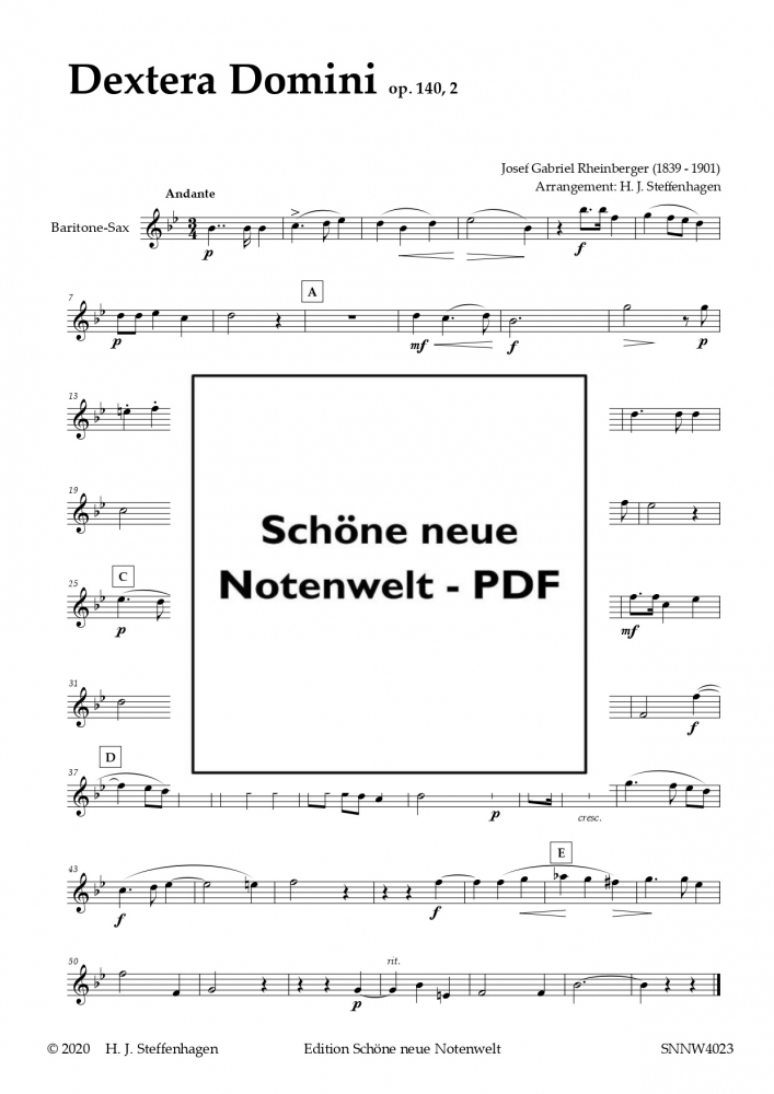 Bild 1 von J. G. Rheinberger - DEXTERA DOMINI  - Saxophone Quartet - pdf