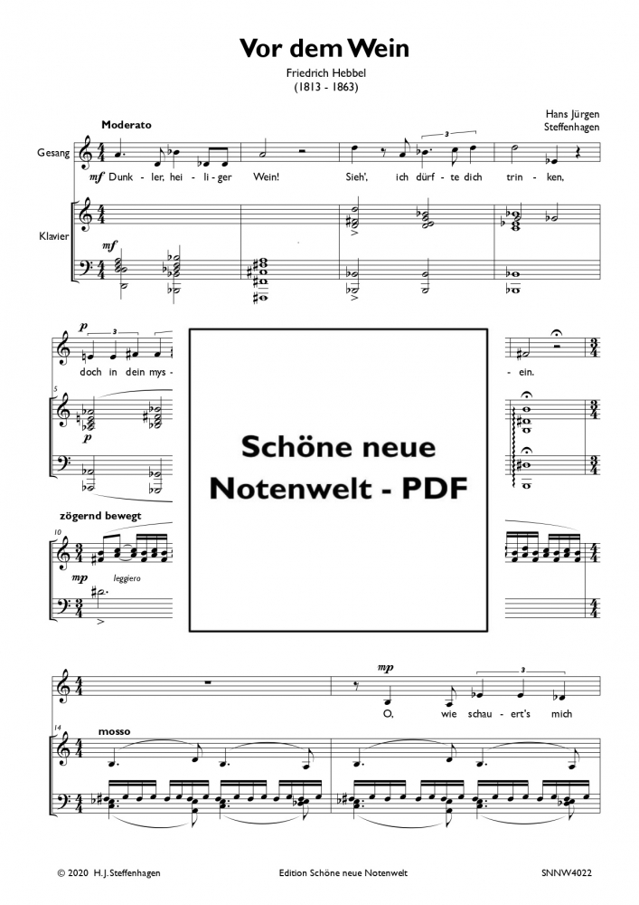 Bild 1 von H. J. Steffenhagen - Vor dem Wein (Friedrich Hebbel) - Gesang & Klavier pdf