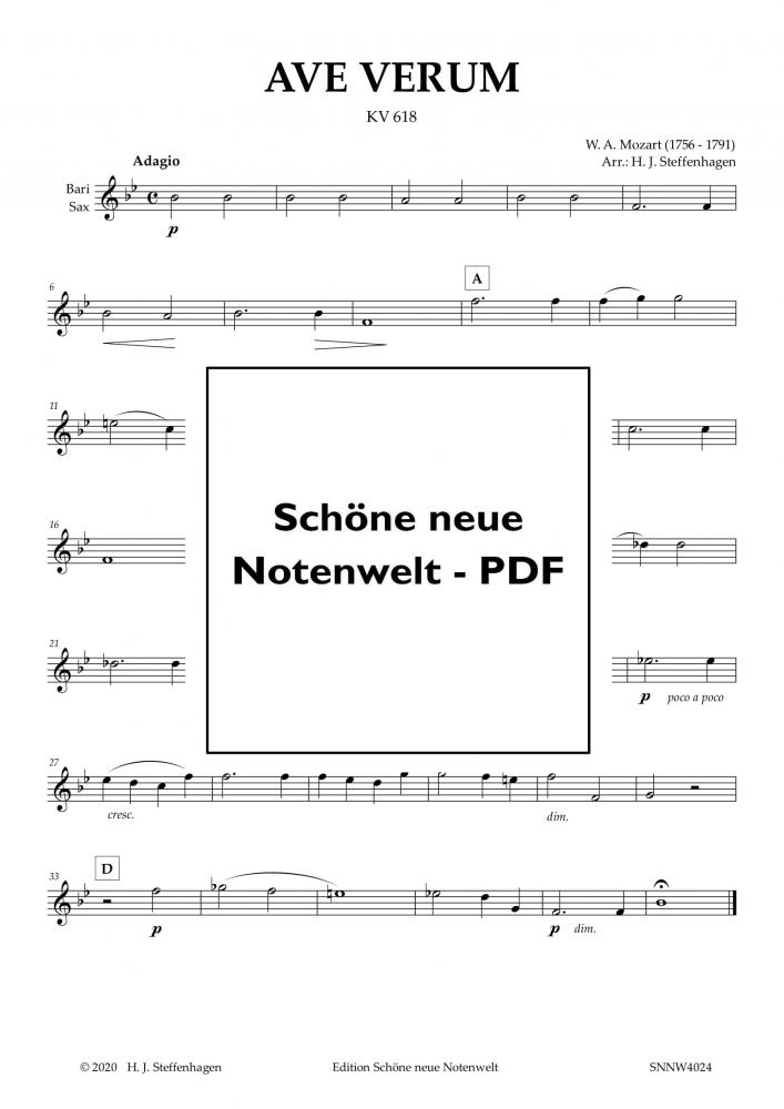Bild 1 von W. A. Mozart - AVE VERUM  - Saxophone Quartet - pdf