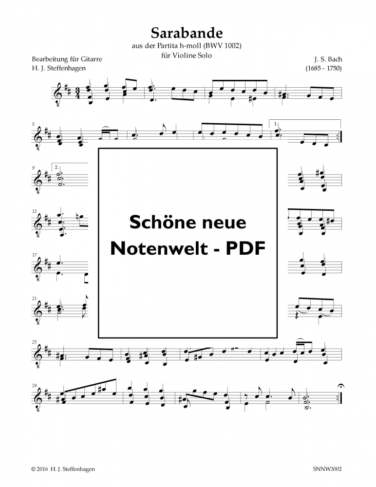 Bild 1 von Bach - Sarabande h-moll (arr. für Gitarre) - pdf