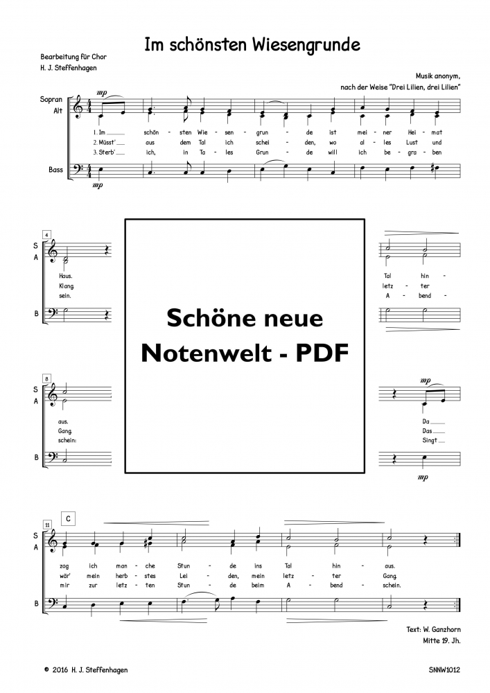 Bild 1 von Drei deutsche Volkslieder I (Chor-SAB) - pdf