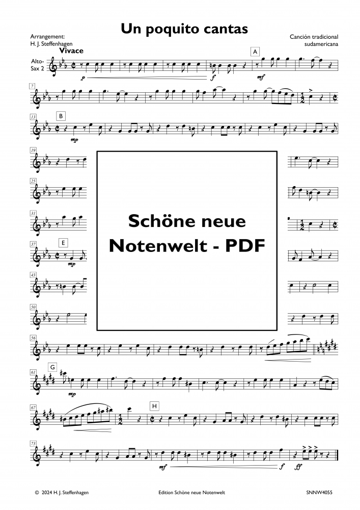 Bild 1 von Un Poquito Cantas - arr. for  Saxophon - Quartet - pdf