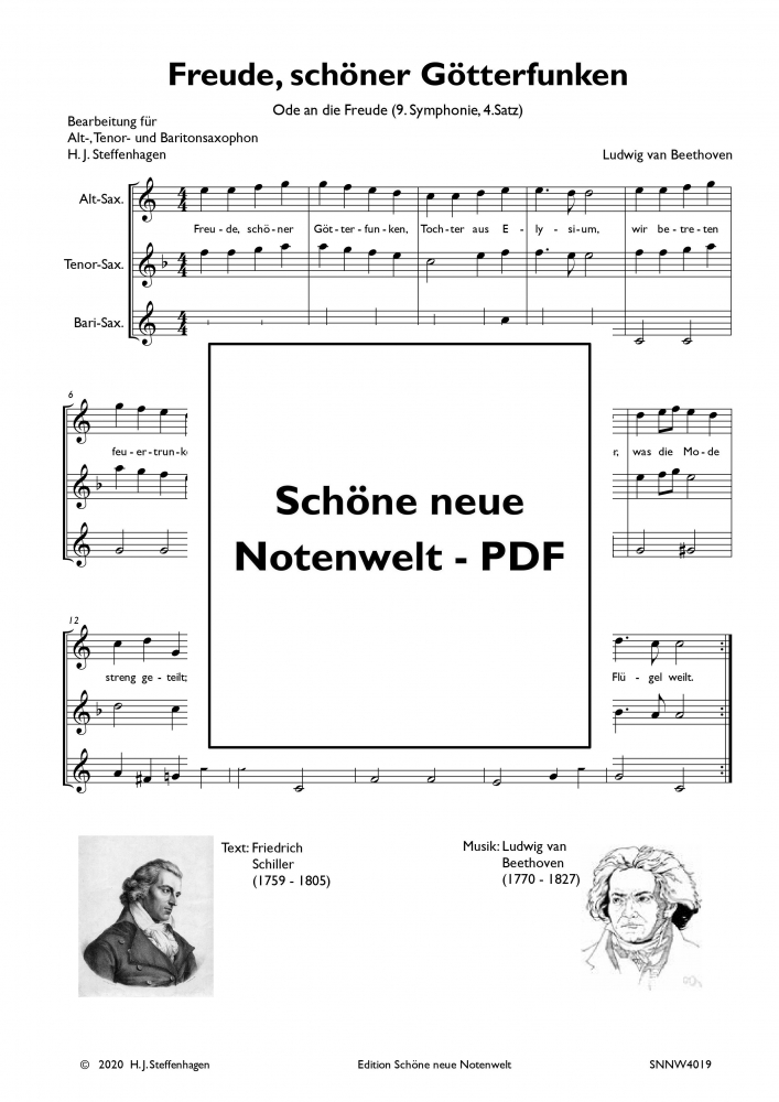 Bild 1 von L. v. Beethoven - Freude, schöner Götterfunken - Saxophon Trio - pdf