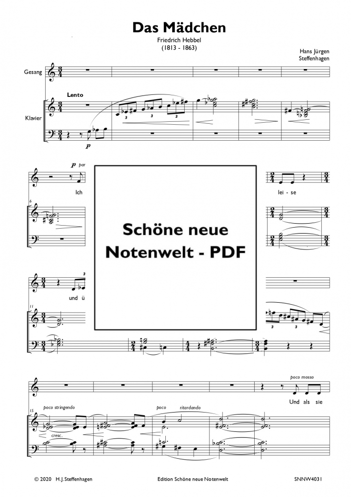 Bild 1 von H. J. Steffenhagen - Das Mädchen (Friedrich Hebbel) - Gesang & Klavier pdf