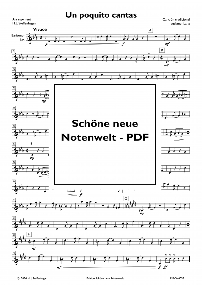 Bild 1 von Un Poquito Cantas - arr. for  Saxophon - Quartet - pdf