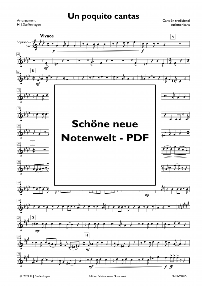 Bild 1 von Un Poquito Cantas - arr. for  Saxophon - Quartet - pdf
