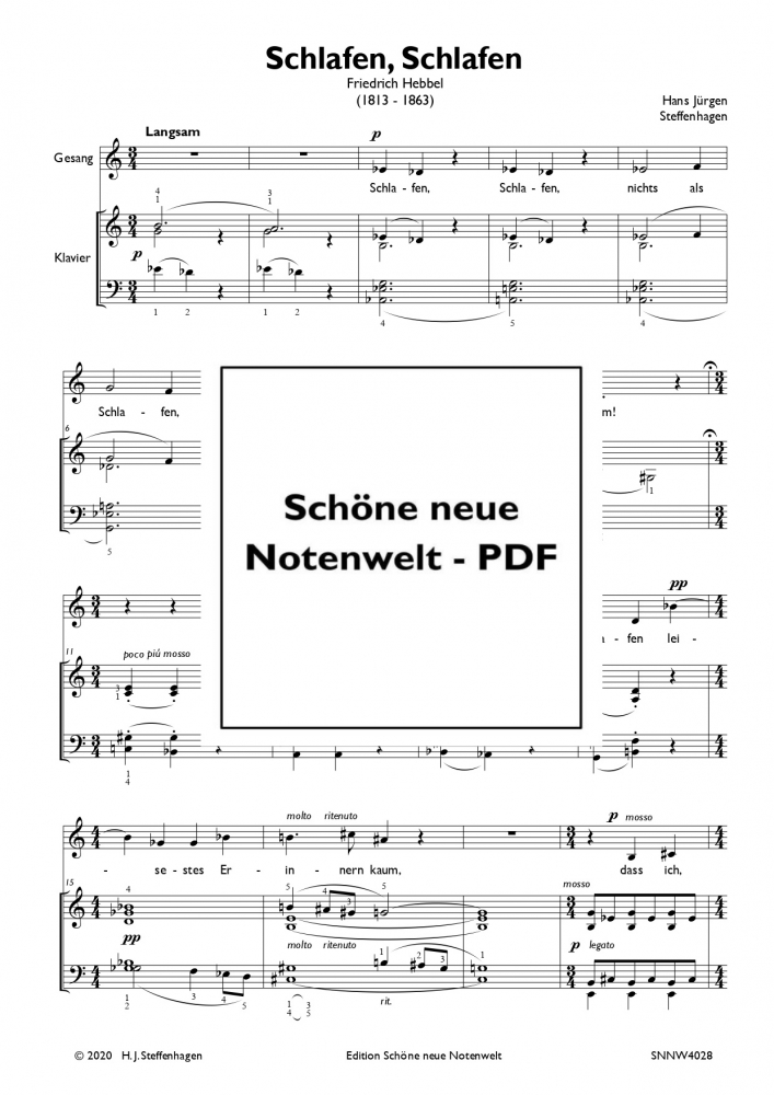Bild 1 von H. J. Steffenhagen - Schlafen, schlafen (Friedrich Hebbel) - Gesang & Klavier pdf