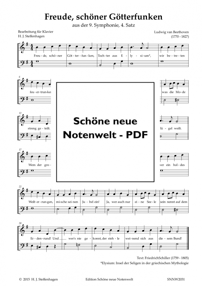Bild 1 von L. v. Beethoven - Freude, schöner Götterfunken - Easy Piano pdf