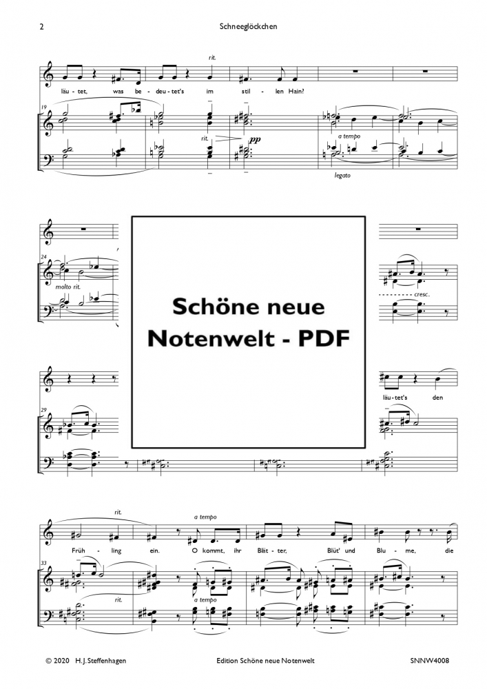 Bild 1 von H. J. Steffenhagen - Schneeglöckchen (Friedrich Rückert) - Gesang & Klavier pdf