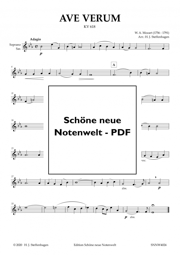 Bild 1 von W. A. Mozart - AVE VERUM  - Saxophone Quartet - pdf