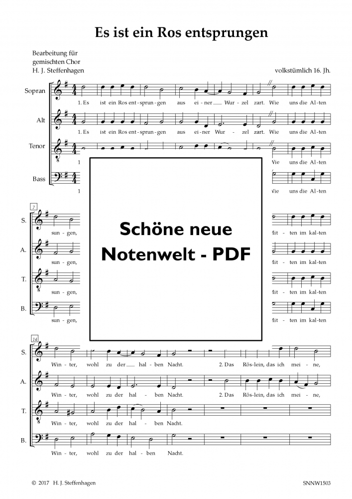 Bild 1 von Es ist ein Ros entsprungen (Chor-SATB) - pdf
