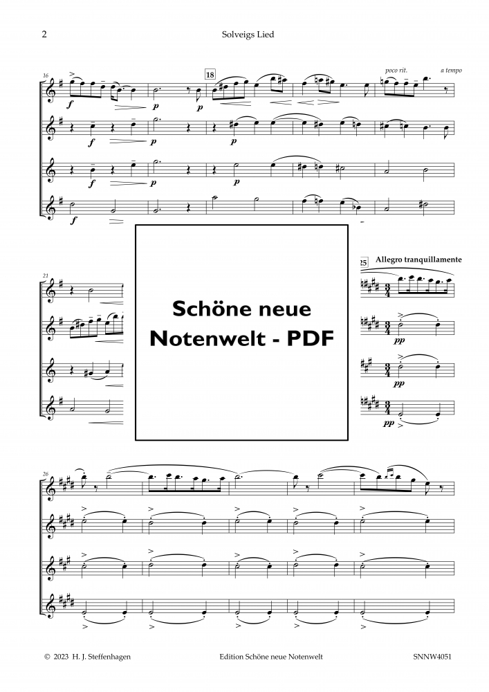 Bild 1 von Edvard Grieg - Solveigs Lied arr. für  Saxophon - Quartett - pdf