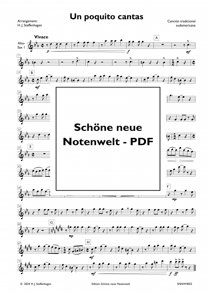 Bild 1 von Un Poquito Cantas - arr. for  Saxophon - Quartet - pdf