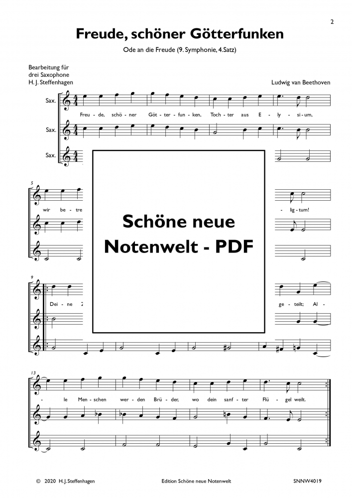 Bild 1 von L. v. Beethoven - Freude, schöner Götterfunken - Saxophon Trio - pdf