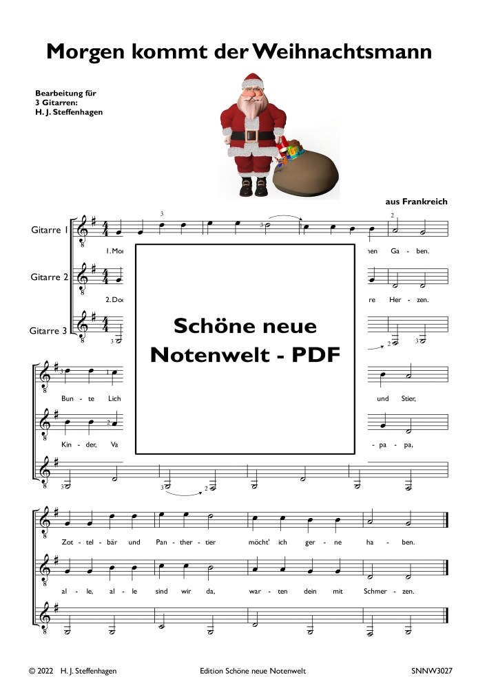 Bild 1 von Morgen kommt der Weihnachtsmann (3 Gitarren) - pdf