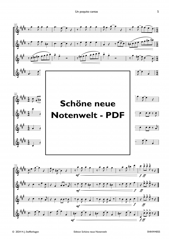 Bild 1 von Un Poquito Cantas - arr. for  Saxophon - Quartet - pdf