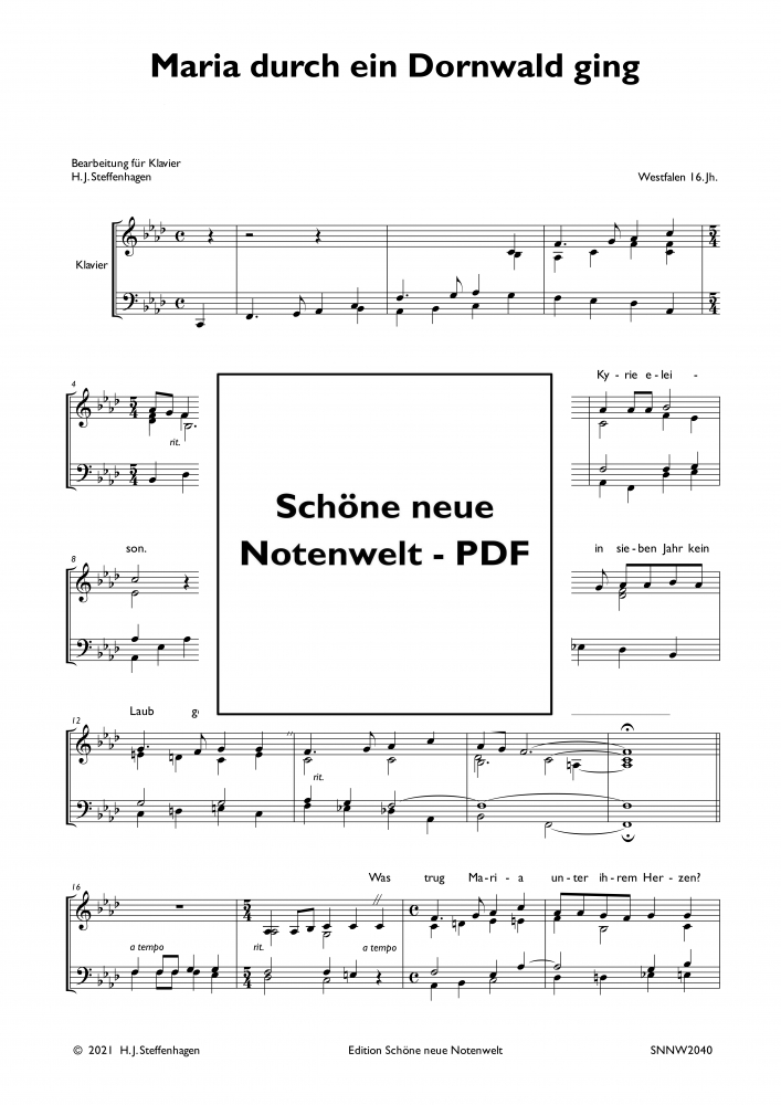 Bild 1 von Maria durch ein Dornwald ging - Piano Solo pdf