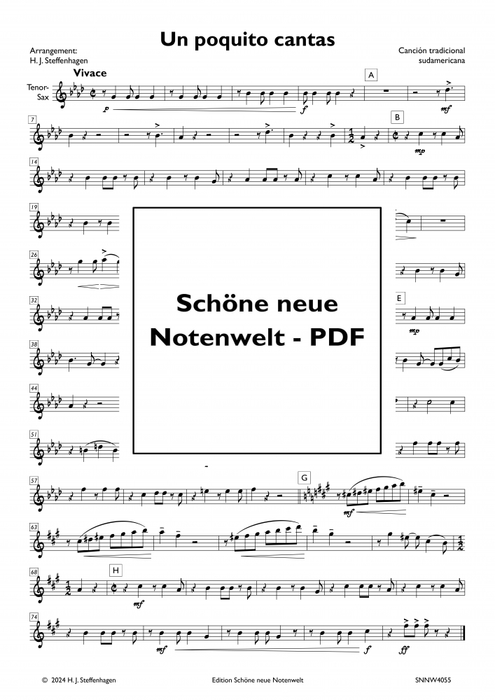 Bild 1 von Un Poquito Cantas - arr. for  Saxophon - Quartet - pdf