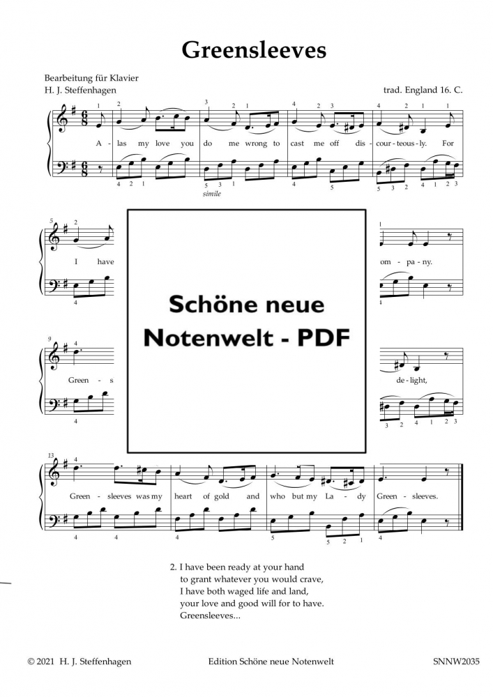 Bild 1 von Greensleeves - Easy Piano - pdf