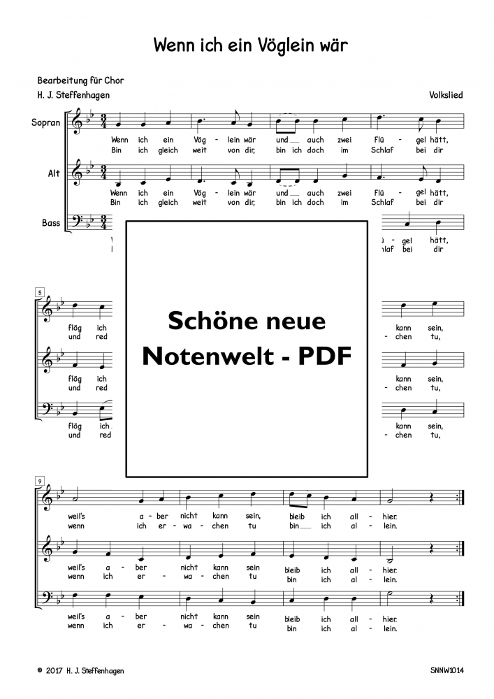 Bild 1 von Wenn ich ein Vöglein wär (Chor-SAB) - pdf